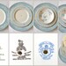 Alice Draws Blue Roses 3-Tier Cupcake Stand of Vintage China for Garden Tea Party, a Something Blue Wedding or Birthday Dessert Pedestal Display