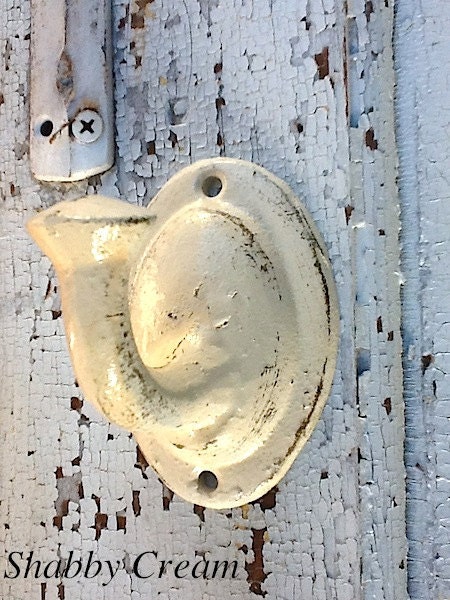 Wall Hook -Vintage Inspired - Rustic - Shabby Chic Cream - Metal Wall Decor-Wedding Favors-Bathroom Fixture-Old World-Distressed