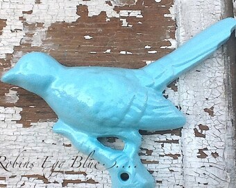 Cast Iron Wall Hook -Bird Double Wall Hanger-Rack-Pastels- Vintage Inspired in Robins Egg Blue - Aqua Decor-Spring Home Decor-Girls Bedroom