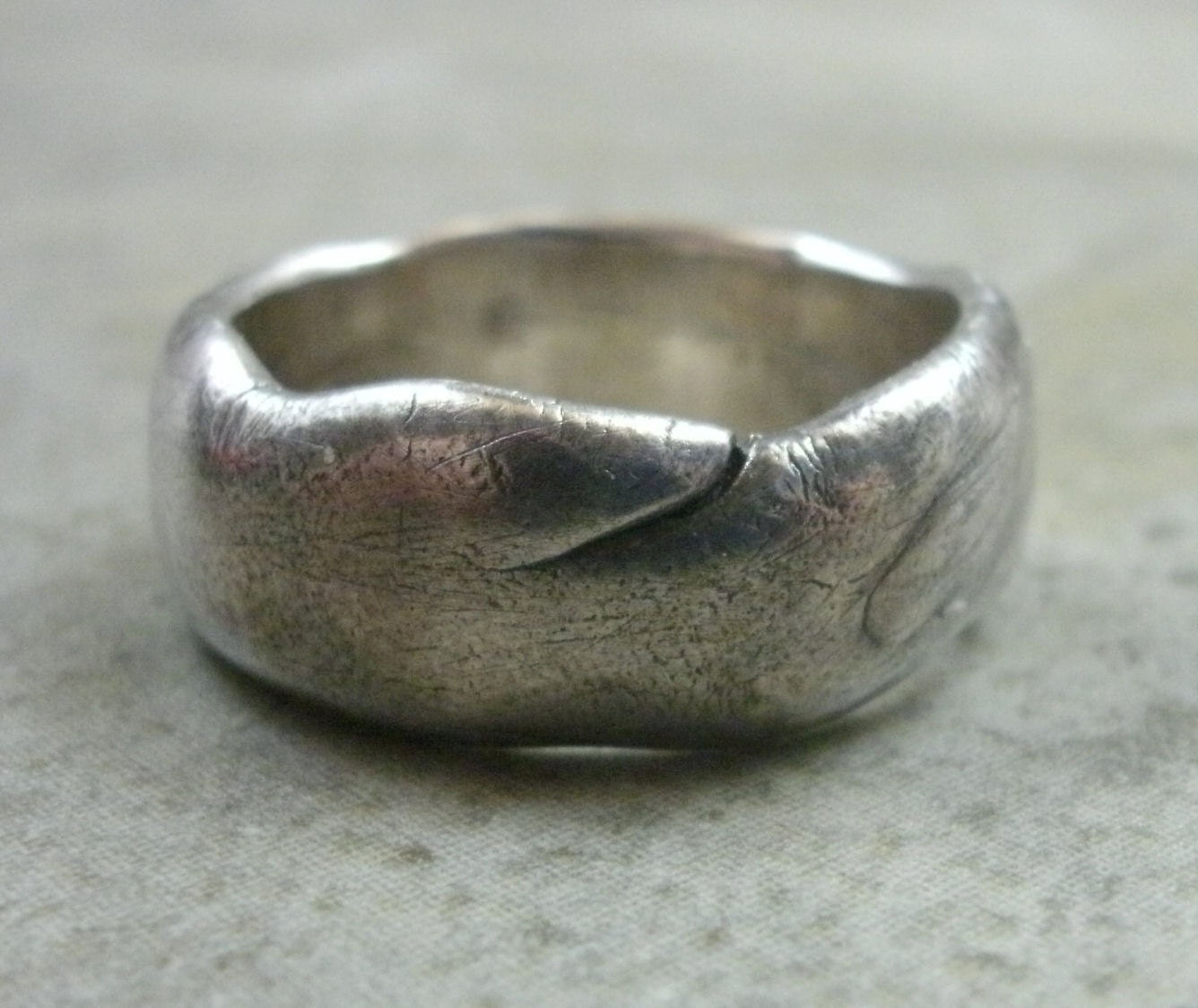 Rock Ring in Fine Silver- Primitive Band Ring- Stone Boulder- Organic- Nature- Earth Day- Natural Shape - Matte- Eco-Friendly Silver Jewelry