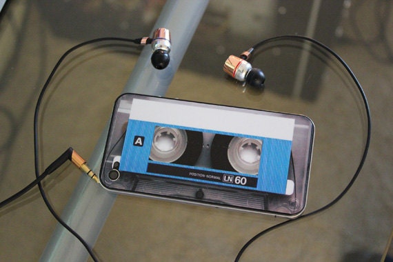 Blue Cassette Decal for iPhone 4 and 4S