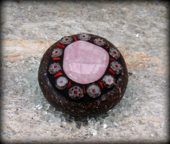 Little Pink - Mosaic Rock Paperweight / Garden Stone