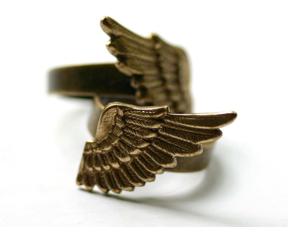 Angel Wing Ring Set GOLD Double 2 Finger