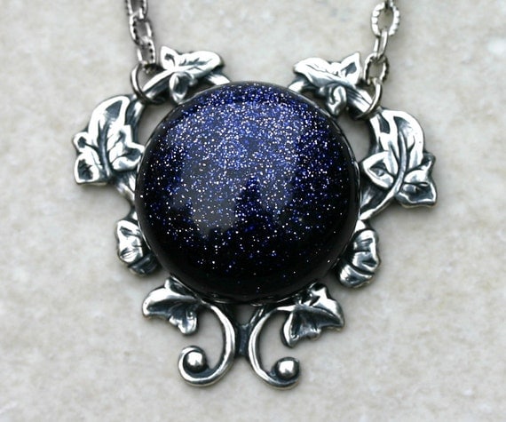 Constellation Necklace with Blue Goldstone Opal