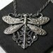 Antiqued Silver Dragonfly Shield Necklace