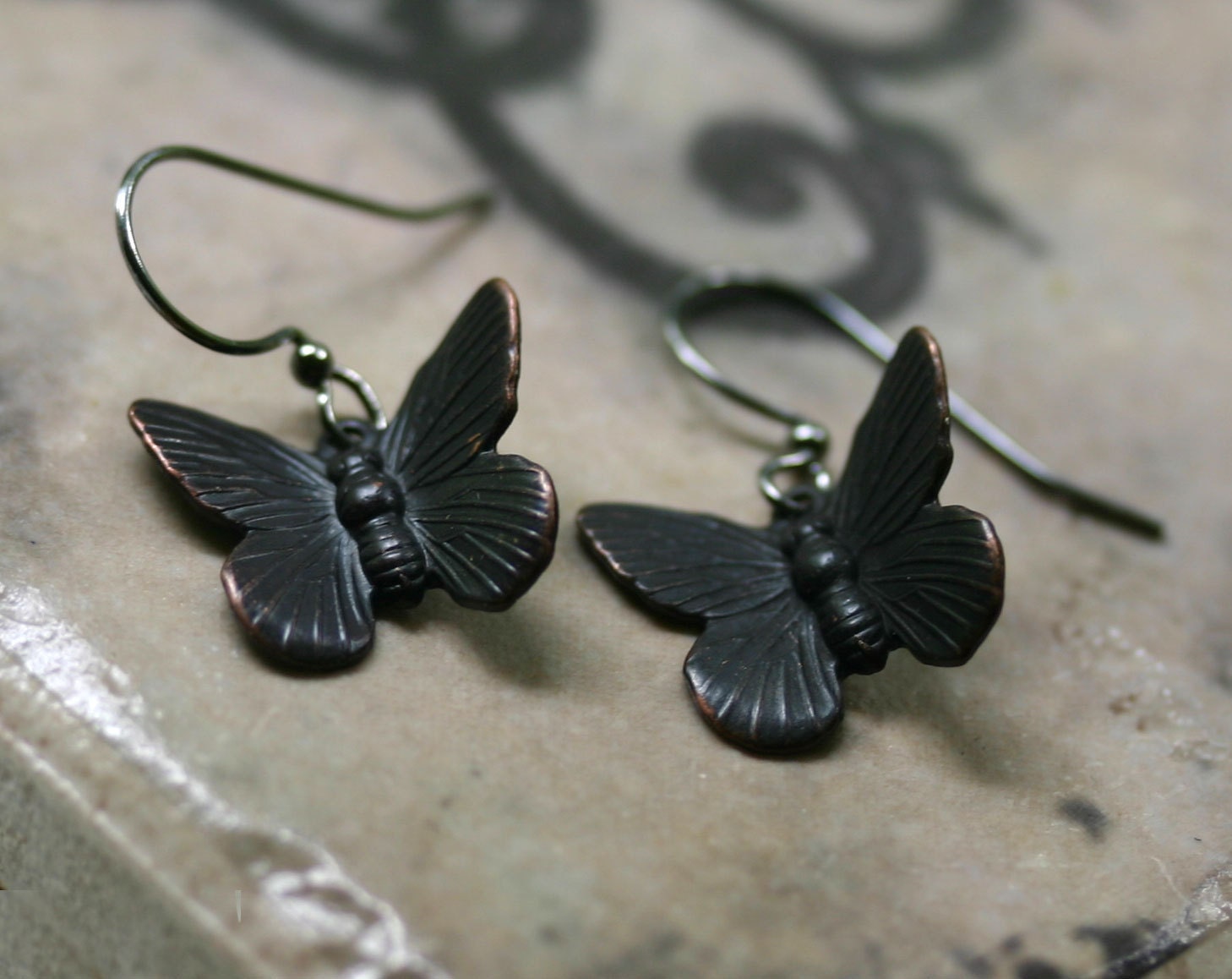 Butterfly Ring - Steampunk Black Goth Moth