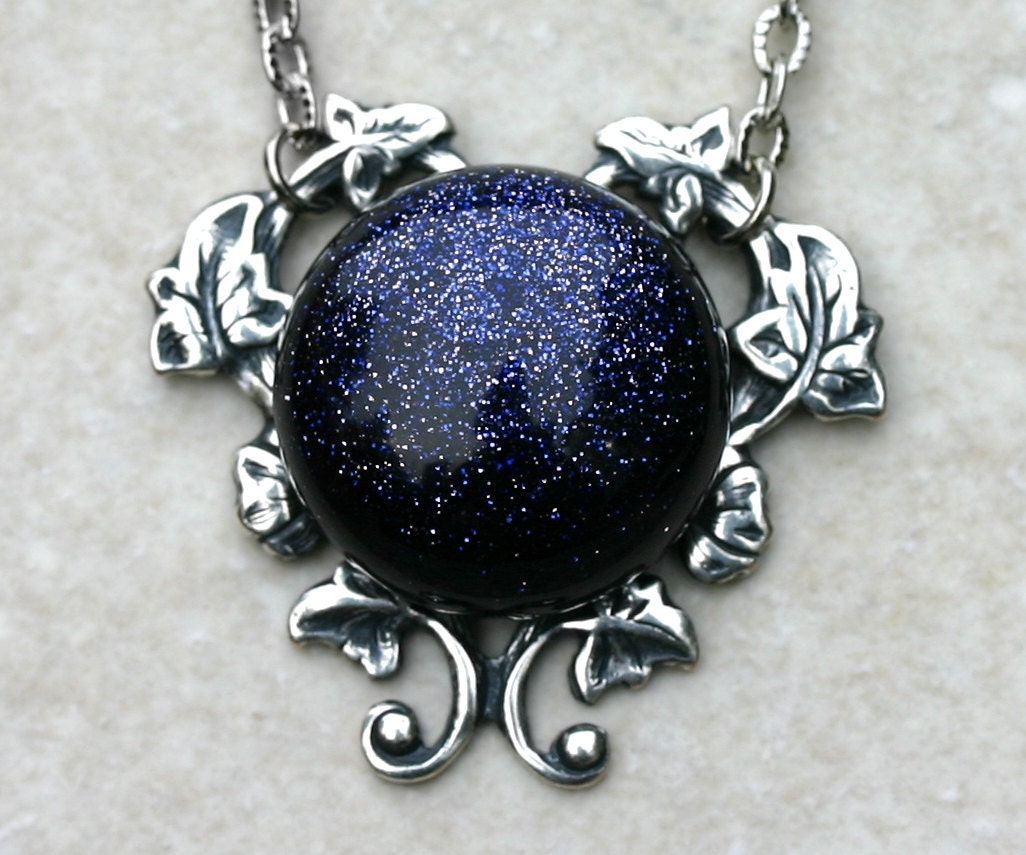 Constellation Necklace with Blue Goldstone Opal