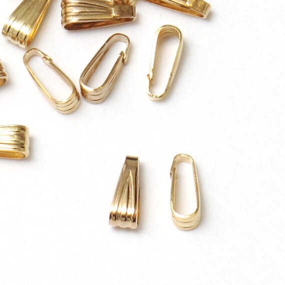 20 pcs Gold Pendant Bail Clasp Hanger, Necklace Bail, Pinch Clip