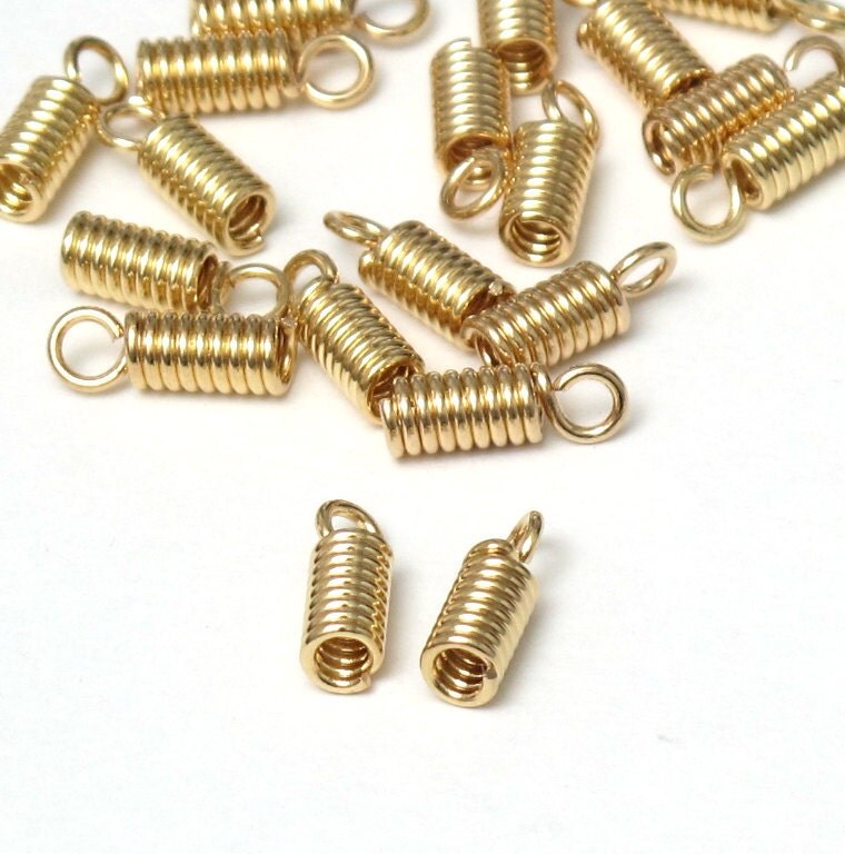 500 pcs Gold Crimp End Jewelry Crimps, Gold Plated Spring Coil Crimp
