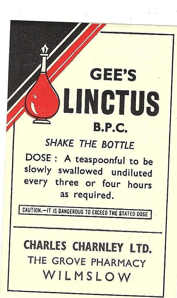 Gee's Linctus Quack Medicine Label by thecollectiblechest on Etsy