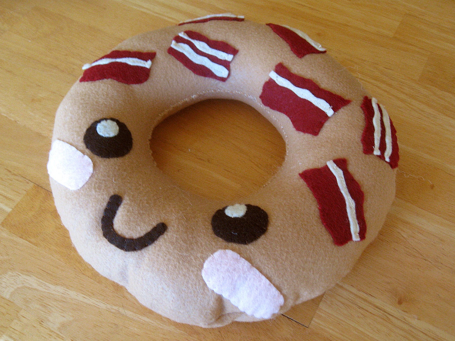 giant bacon donut (felt plush doughnut)