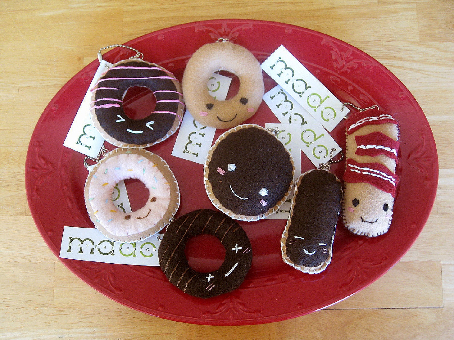 set of 7 felt plush donuts