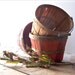 Three Vintage Country Baskets Two Red and One Natural