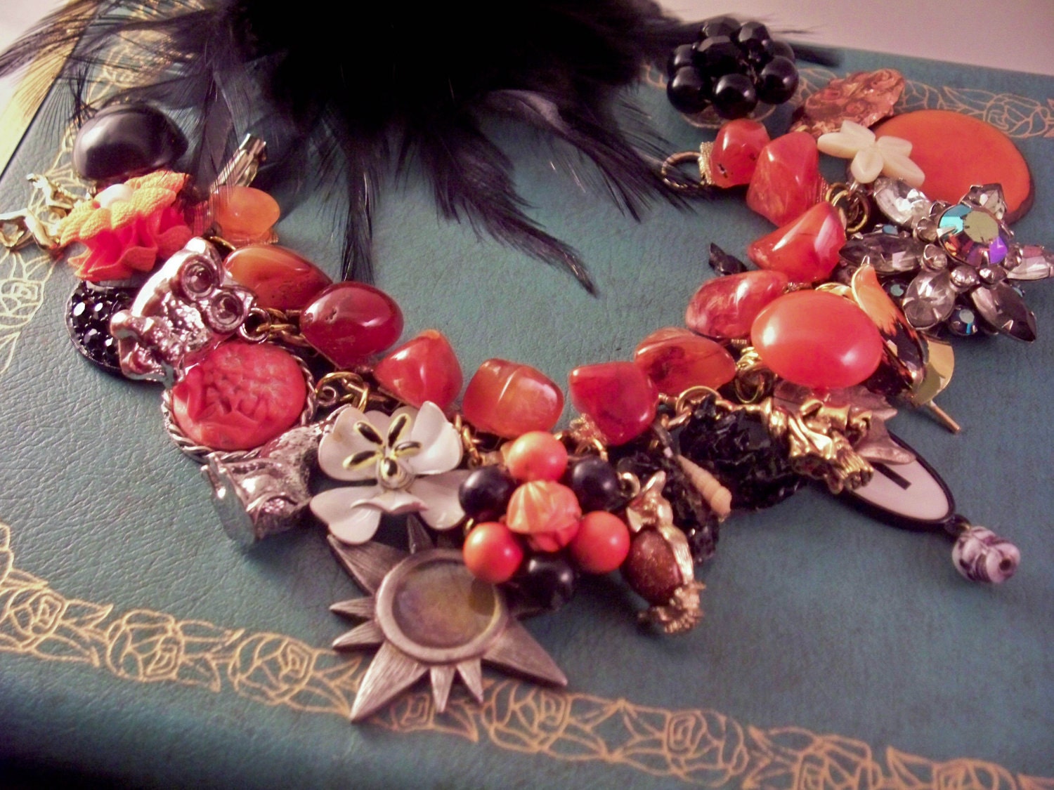 Trick or Treat 2 Repurposed Vintage Jewelry Charm Bracelet