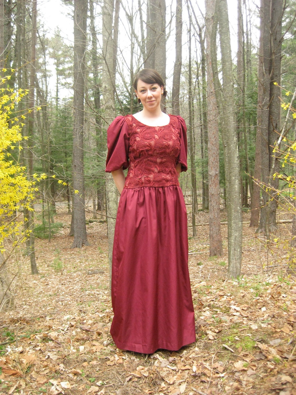 burgundy lace - miss elliette prom dress - SALE