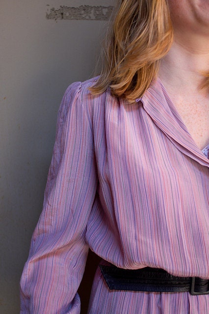 amaranth pink - pin striped secretary dress