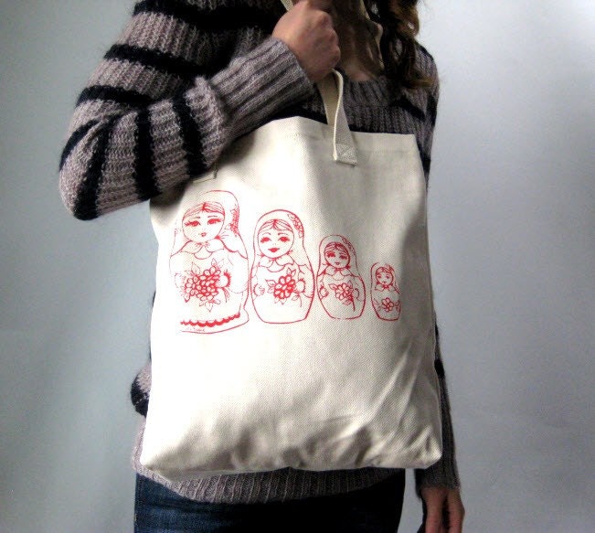 American Apparel Natural Cotton Nesting Dolls Tote