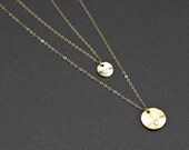 Personalized Disc Necklace GOLD - Two Initials Double Necklace, Reversible Necklace, Layered Necklace.  Personalized Jewelry