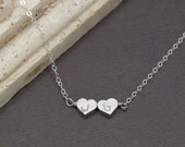Heart Initial Necklace, Reversible Necklace, Monogram Heart Silver Necklace, Mothers Necklace,Couples Jewelry,Bridesmaid Jewelry