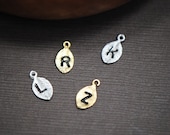 ADD a INITIAL Leaf - Custom Hand Stamped Leaf with Personailized Initial Silver or Gold