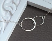 Interlocking Circles Necklace Sterling Silver, Two Connected Infinity Circles, Circles Necklace, Anniversary Present, Bridesmaid Jewelry