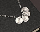 Custom FOUR Personalized Initial Necklace Silver, Monogram Necklace, Family Necklace, Children Grandma Mothers Jewelry