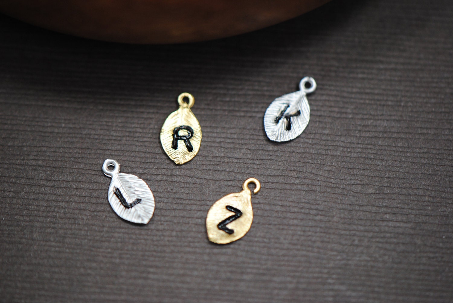 ADD ON Extra Custom Hand Stamped Leaf with Personalized Initials Silver or Gold