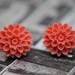 MUM Earrings - Blood Orange, Paprika, Orange Red Chrysanthemum Stud Earrings