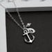 Silver Anchor Necklace Personalized Anchor with Initial Hand Stamped Leaf, Nautical Theme, Navy Necklace, Bridemaid Jewelry