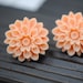 Tangerine Orange Coral Earrings Chrysanthemum Stud Earrings