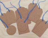 Recycled Chipboard Hang Tags - Set of 10 Kraft Tags in Assorted Sizes