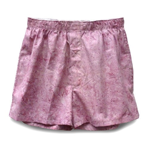 Boxer Shorts for Ladies size M, 100% Handmade Cotton Batik, Pale PINK ABSTRACT, Last Pair