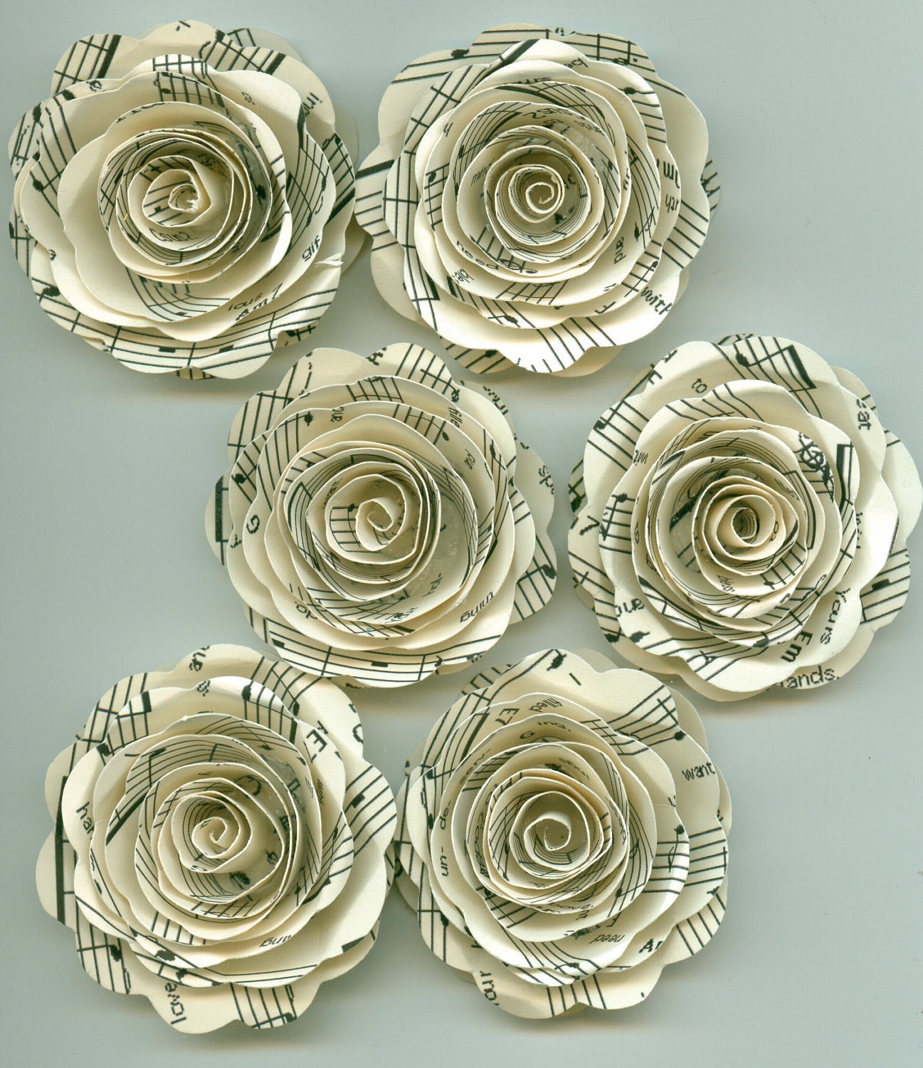 Music Sheet Handmade Large Spiral Paper Flowers