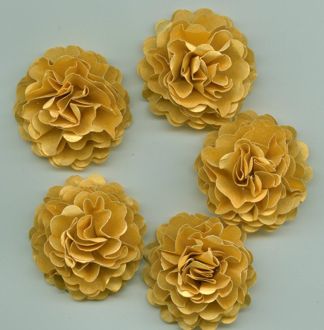 Mini Gold Wedding Carnation Paper Flowers for by crazy2becrazy