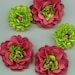Dark Pink and Lime Green Pearl Peony Paper Flowers