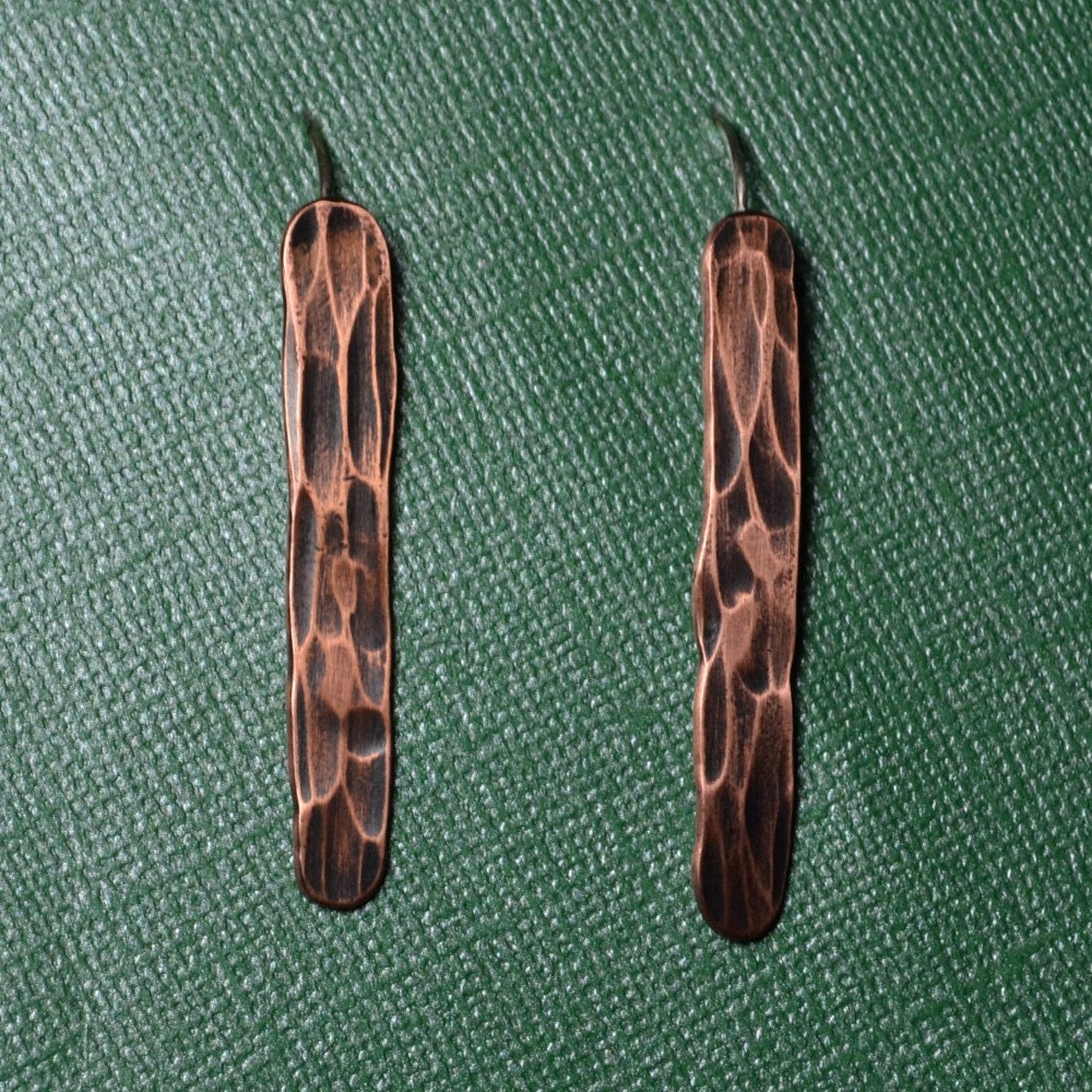 SALE Hammered Copper and Sterling Silver Earrings (Price was 22.00)