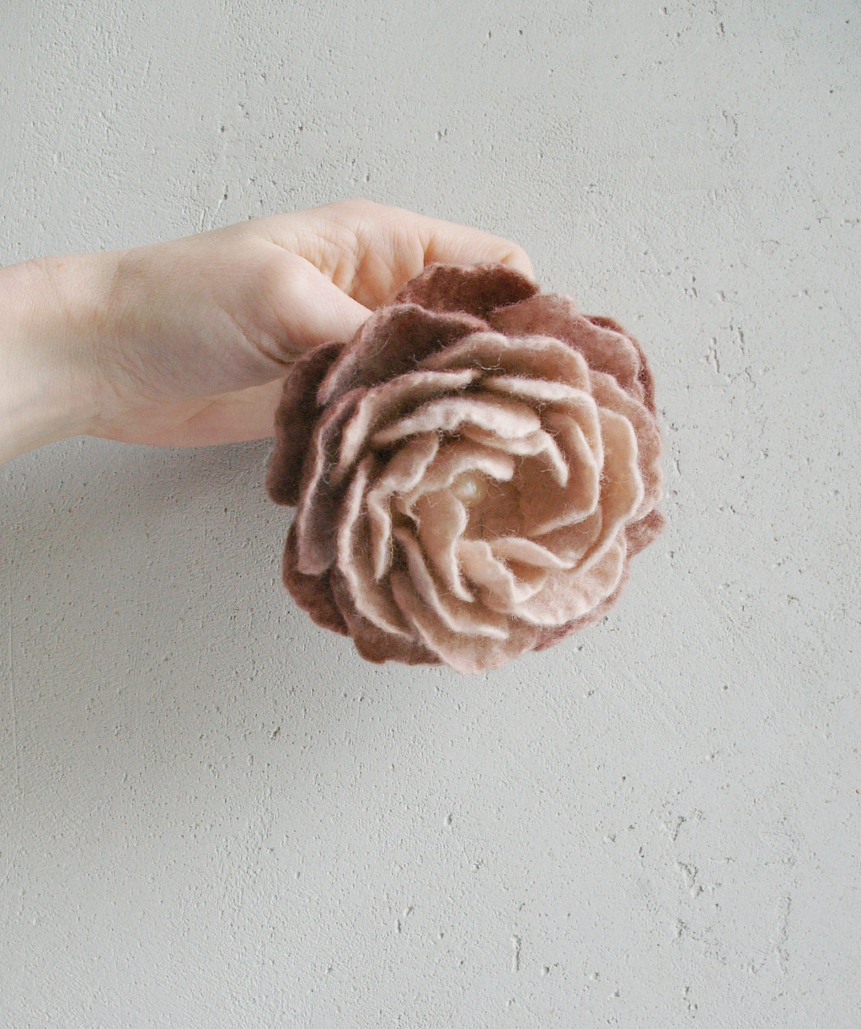 felted flower brooch  CAPPUCCINO ROSE / made to order - Patricija