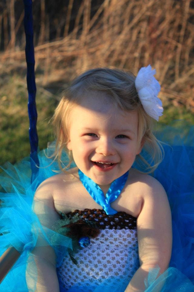 Flower Girl Blue and White Feather Tutu Dress