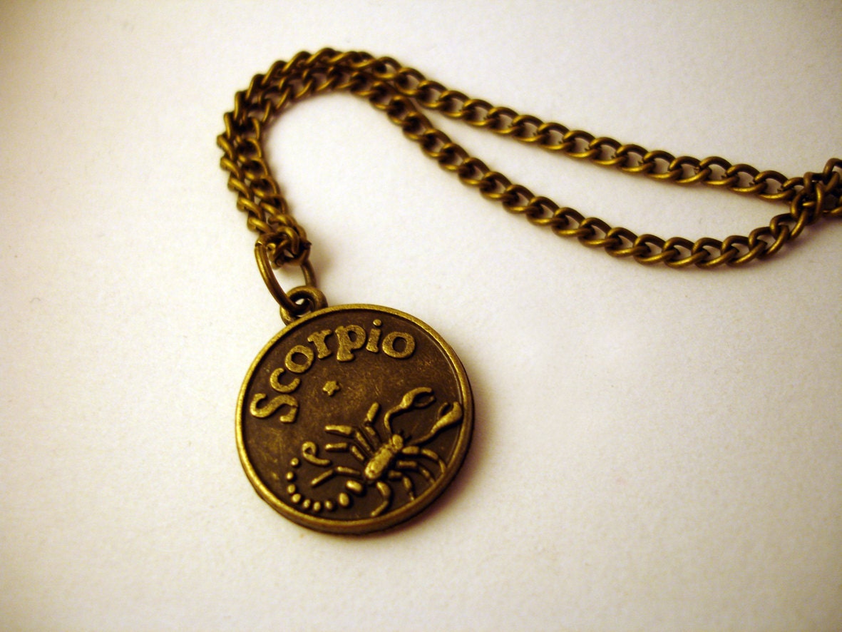 Scorpio Zodiac Sign Antique Bronze tone necklace
