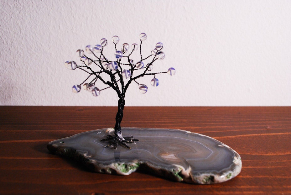 Lunar Energy Moonstones Handmade Sculpture Wire Tree