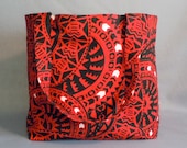 Large Tote Bag Red & Black Polynesian Tribal