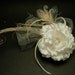 SALE - Satin flower hair fascinator with peacock feathers and rooster bigots.