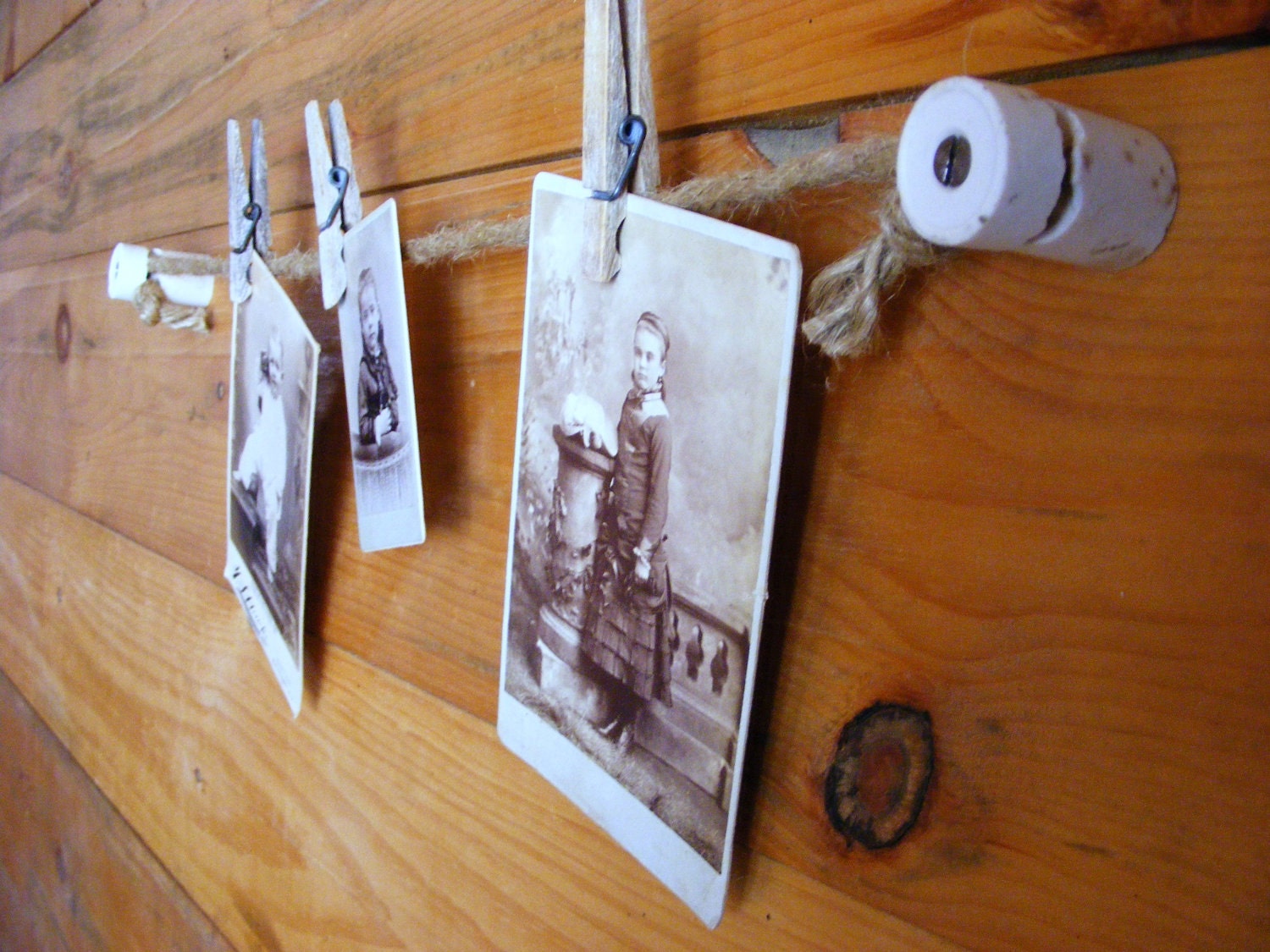 Photo Display Wall Hanging Knob and Tube Photo Display Kit Rustic Office Decor