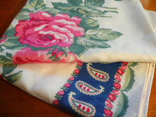 Vintage Flowered Cotton Scarf