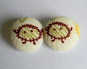 Ooga Booga Brown Fabric Covered Buttons (set of 2)
