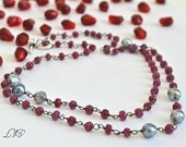 Ruby, Akoya Saltwater Pearls, Oxidized Sterling Silver Statement Necklace