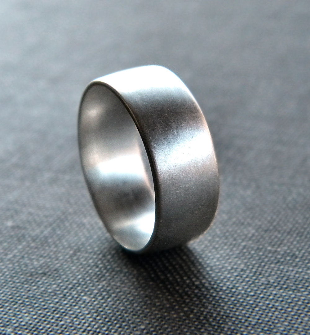 Men's Silver Ring, Matte 8mm Men's or Unisex Recycled Argentium Sterling Silver Low Dome Band - Made in Your Size