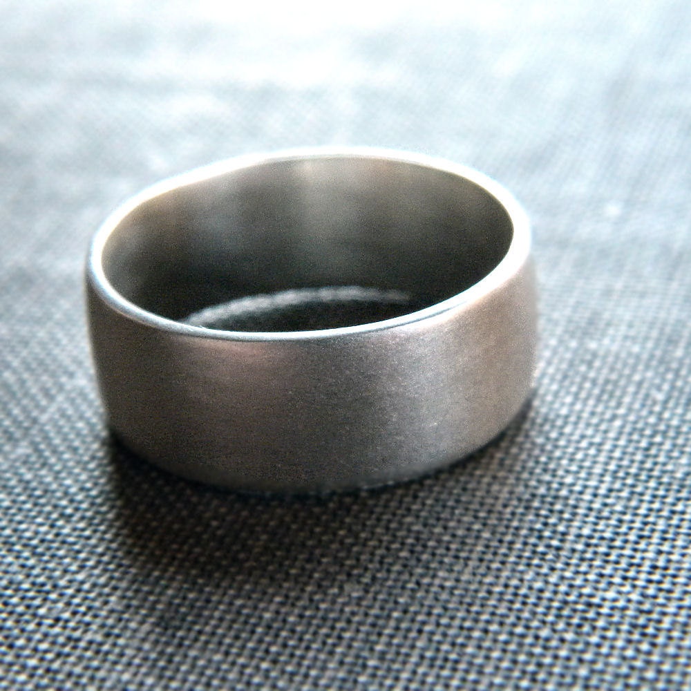 Men's Silver Ring, Matte 8mm Men's or Unisex Recycled Argentium Sterling Silver Low Dome Band - Made in Your Size