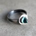 Green Topaz Bullet Ring, Faceted Teal Blue Green Stone Oxidized Sterling Silver Ring Metalsmithed Topaz Jewelry - Size 6
