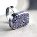Purple Druzy Ring, Violet Purple Drusy Oxidized Argentium Sterling Silver Ring - Druzy Jewelry - Ready to Ship in US Size 5.5 - Peacock